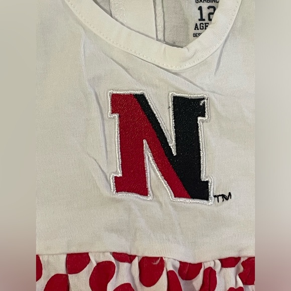 Garb Team 100% Cotton *Excellent Cond* Northeastern U Polka dot Dress Size 6-12m - Picture 2 of 5